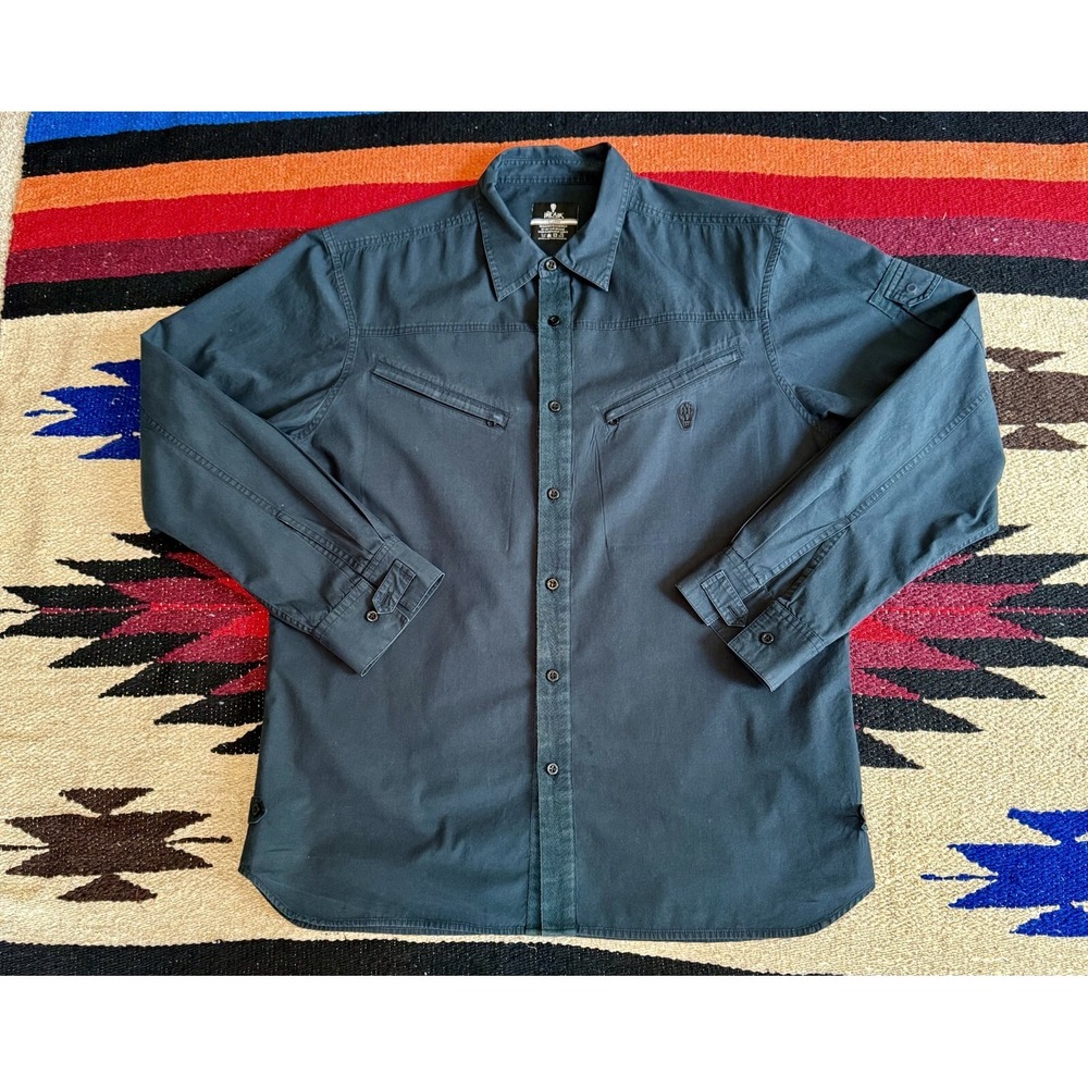 Hot Air brand Shirt Mens L Dark Gray Long Sleeve Button Down DadCore